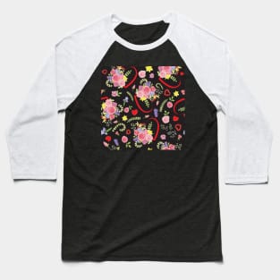 Heart Floral Bouquet Baseball T-Shirt